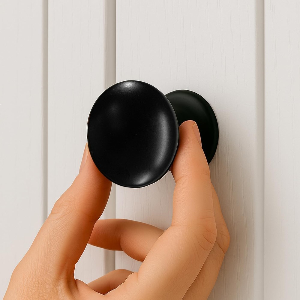4-Pack Matt Black Large Bifold Closet Door Knobs with Wide Base Backplate, Ro