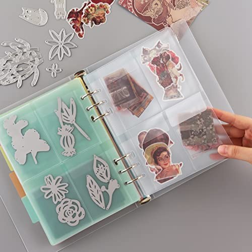 10 Sheet Binder Pockets Inserts with 10pcs Four Grids Page Protectors Pockets