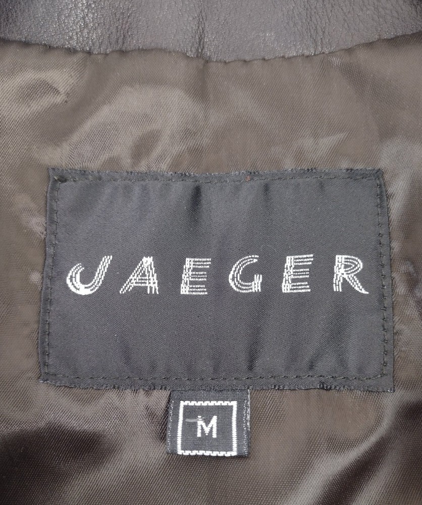 Jaeger Leather Jacket Men's Medium Black Real Leather Button Close UK