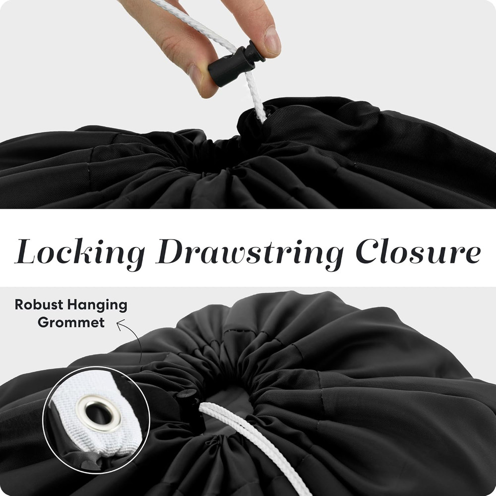 Shoulder Strap Laundry Bag Drawstring Lock Heavy Duty 30 X 40 Black