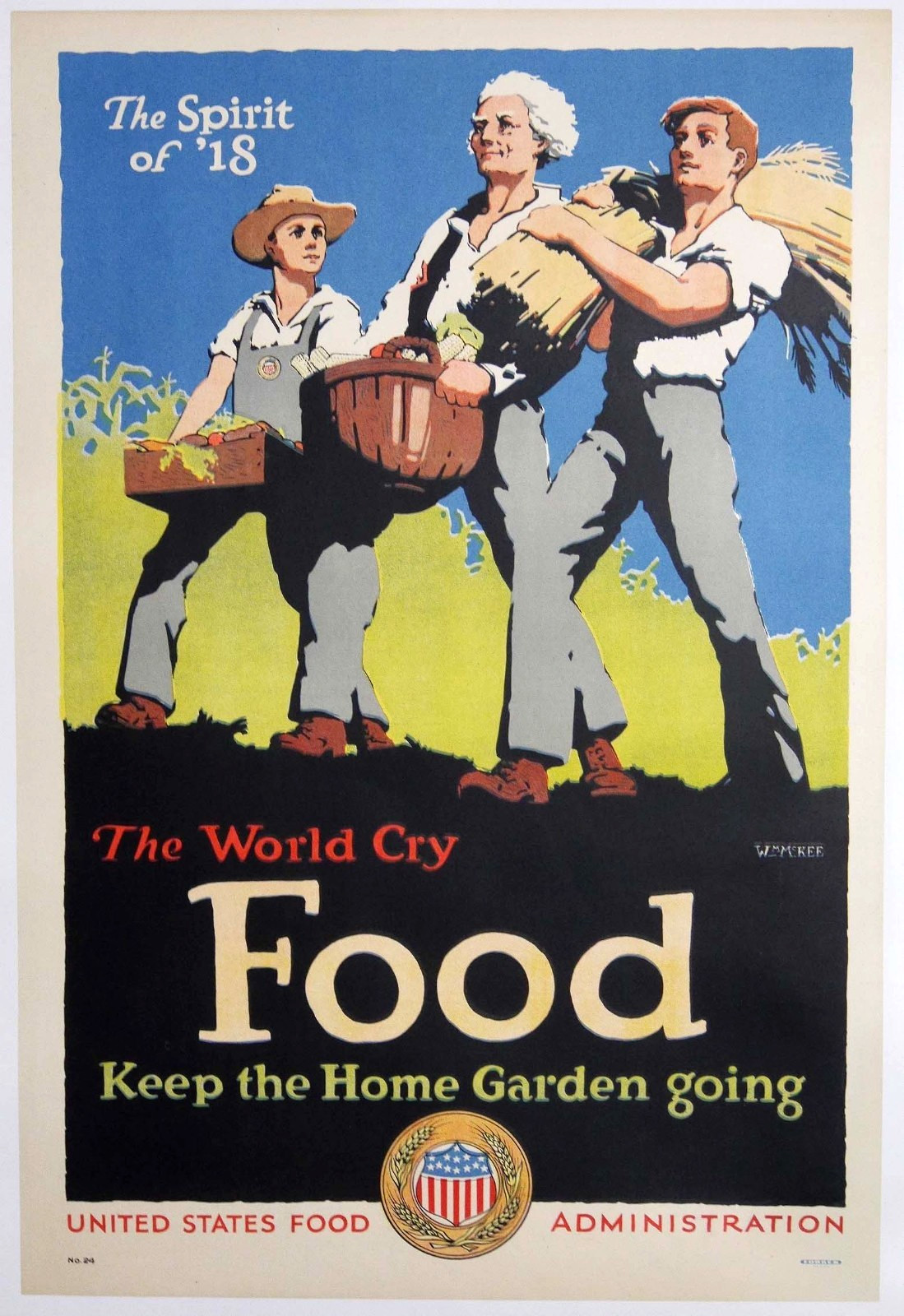 Vintage 1918 FOOD KEEP THE HOME GARDEN GOING American 30x20 WWI Poster FREE SHIP