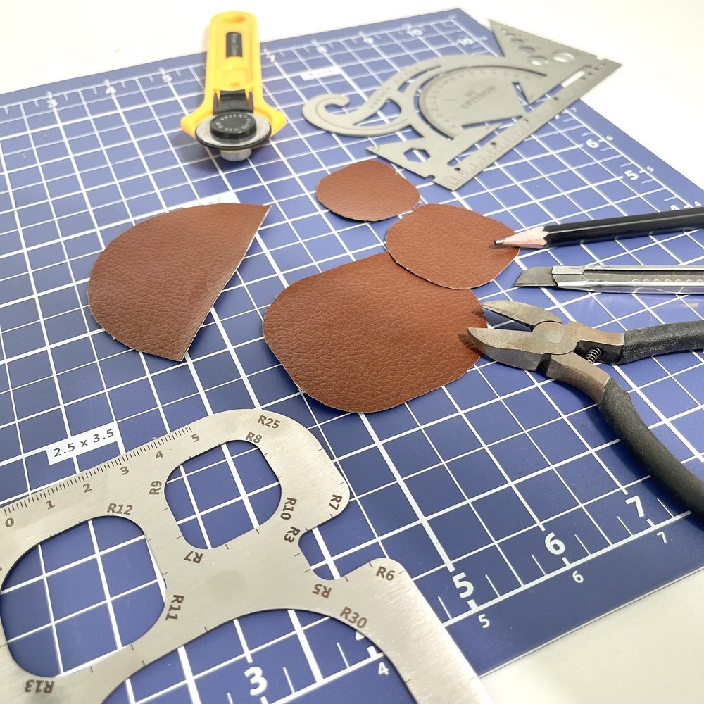 UPTTHOW Leather Tools Half-Round Cutter Corner style2, radius ruler metal