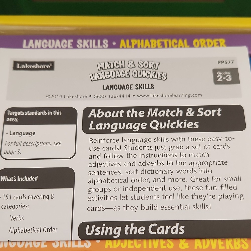 Lakeshore Match & Sort Language Quickies Language Skills Grades 2-3