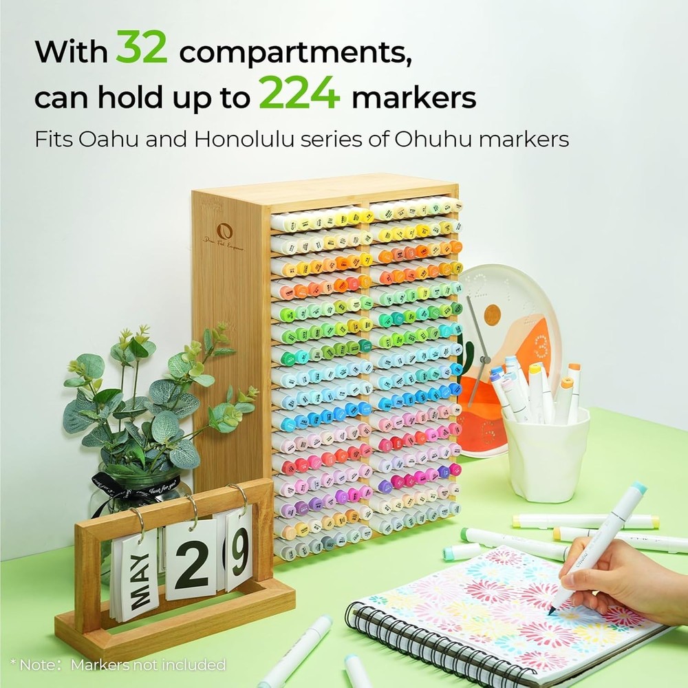 Classroom & Office Bamboo Marker Storage - 32 Compartments