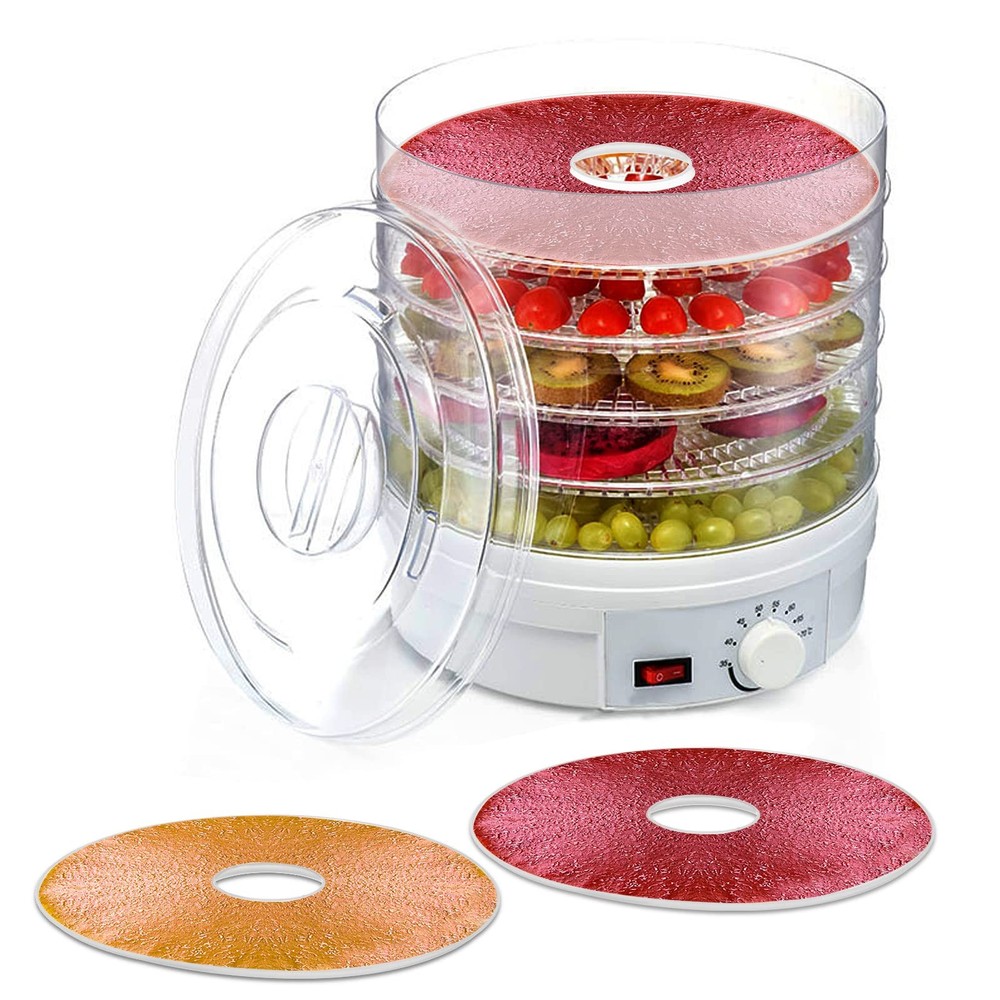 6 Pack Fruit Roll Sheets, Round Plastic Dehydrator Sheets with Edges, Reusabl...