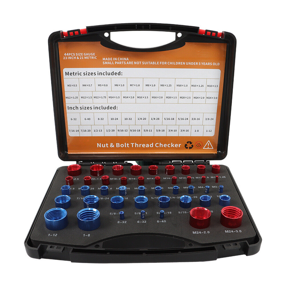 44PCS Nut and Bolt Thread Checker Identifier Thread Gauges (23Inch & 21Metric)
