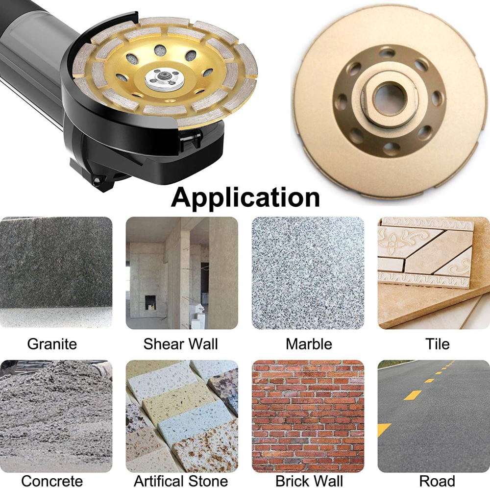 5" Diamond Grinding Cup Wheel Double Row Concrete Angle Grinder 20 segments