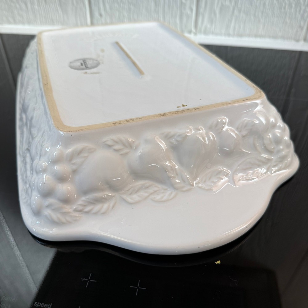 Eurosecla Portugal Embossed Fruit Pattern Rectangular Baking Dish Handles