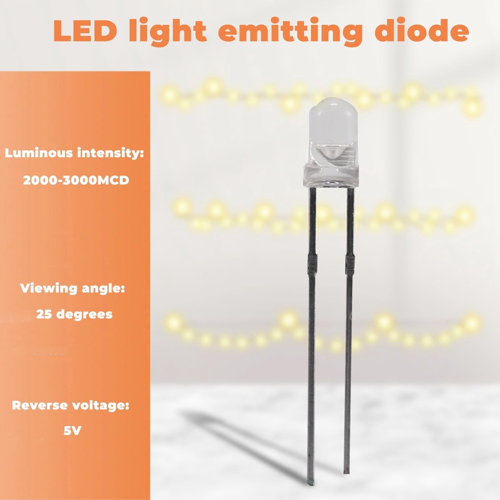 3mm White LED Light 100pcs Light Emitting Diode W3Y14077