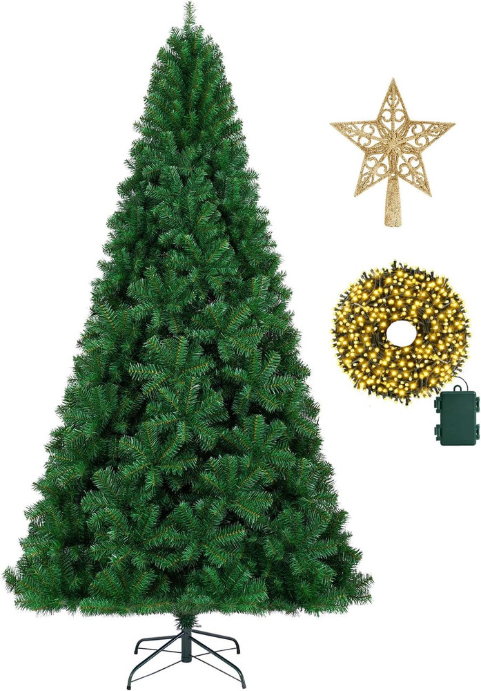 4Ft Premium Spruce Artificial Holiday Christmas Tree with Star and String Lights