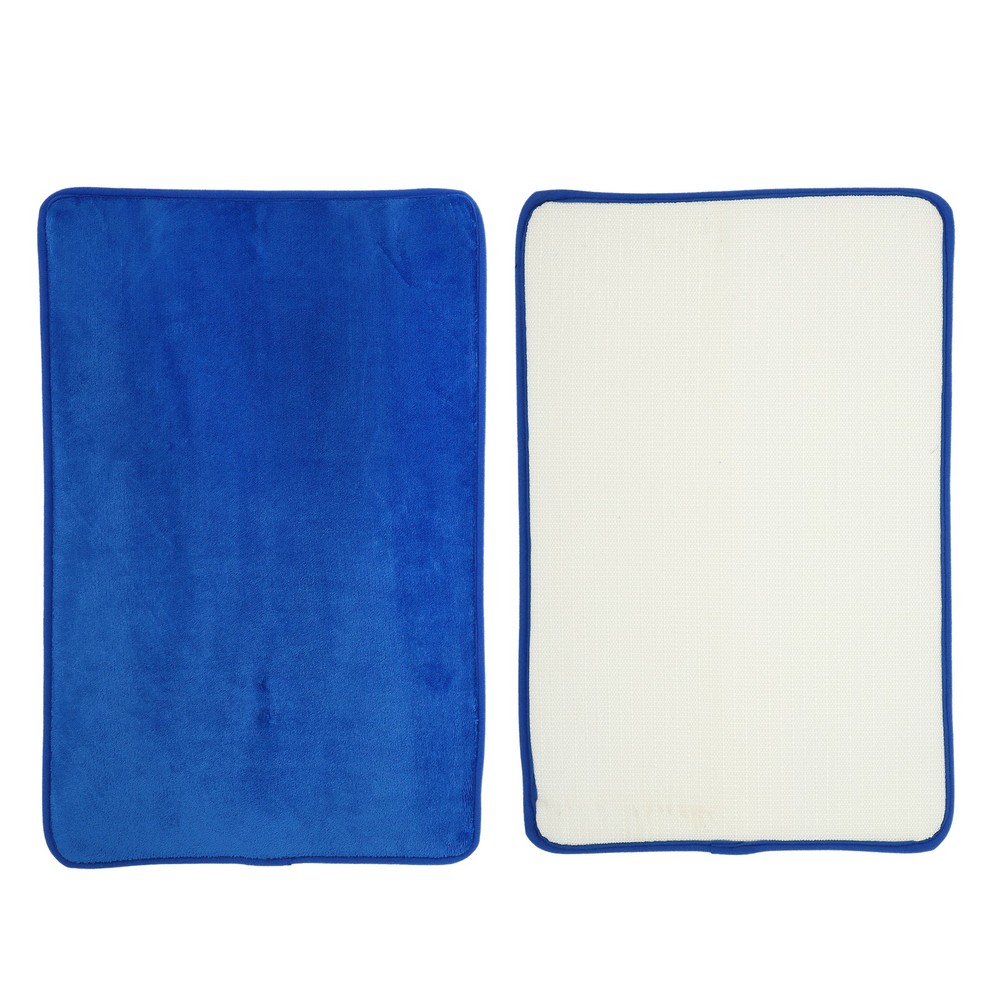 Bathroom Rugs Bath Mat Machine Washable Solid Color Pattern Dark Blue 90x60cm