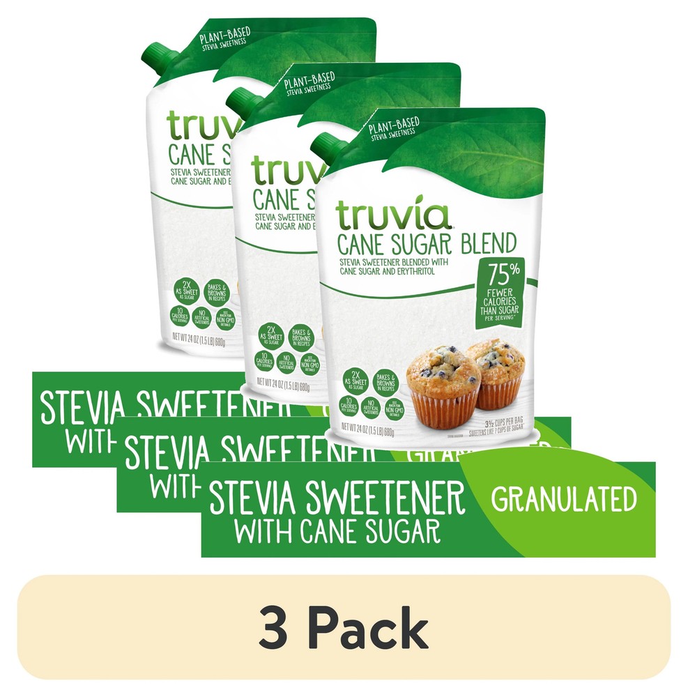 3 Pack Cane Sugar Blend Stevia 24 oz