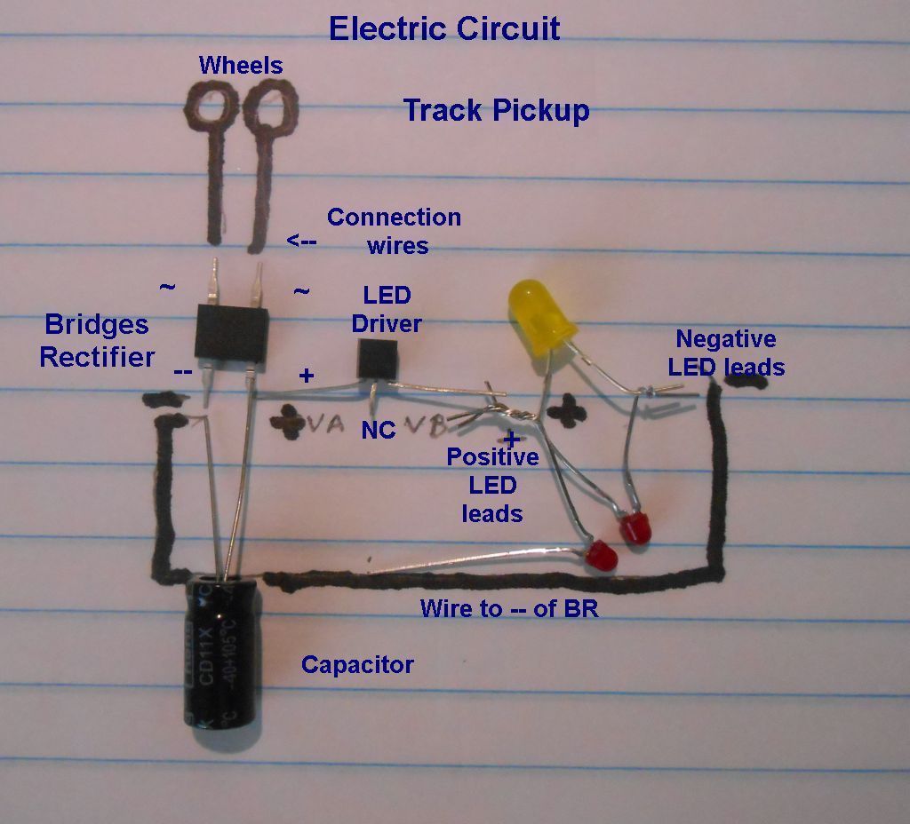HO Caboose Lighting Kit with Track Pickup Wheel Set 33" plus 4 LEDs