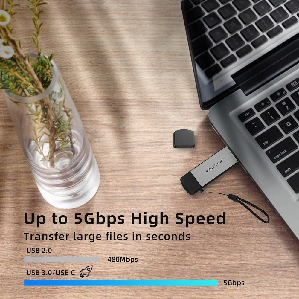 Versatile USB 3.0 & USB-C SD Card Reader with Aluminum Shell - Plug and Play