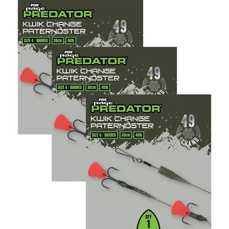 Fox Rage Predator Kwik Change Paternoster Trace NEW Pike Predator Trace