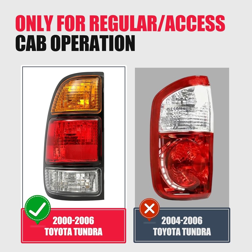 Tail Light Compatible with 2000-2006 Toyota Tundra Regular/Access Driver Left