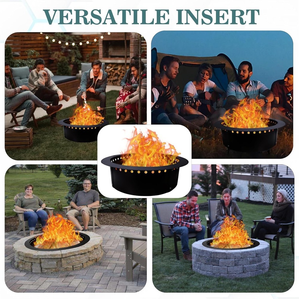 Fire Pit Ring Insert Round 36" OD & 30" ID With Coller Support & Air Vents