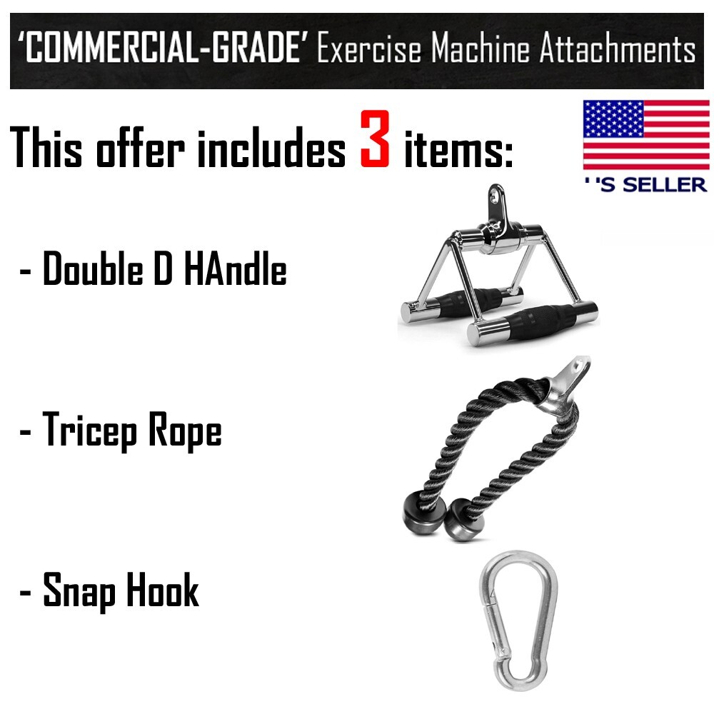 Double D Rotating Row Handle Cable Attachment Weight Workout Gym LAT Pull Down V