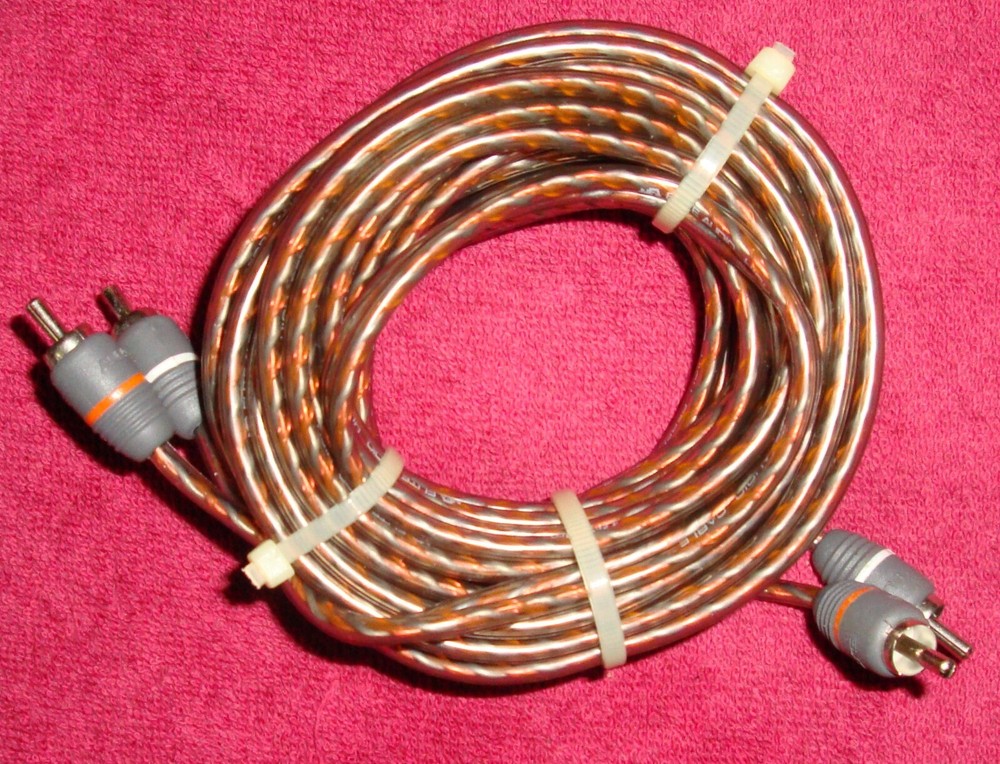 GOLD & BLACK twisted 2 Channel Pair RCA Cable- 26ft