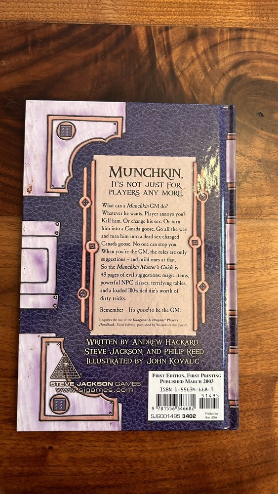 Munchkin Masters Guide (D20 System) 1st Edition 1st Printing