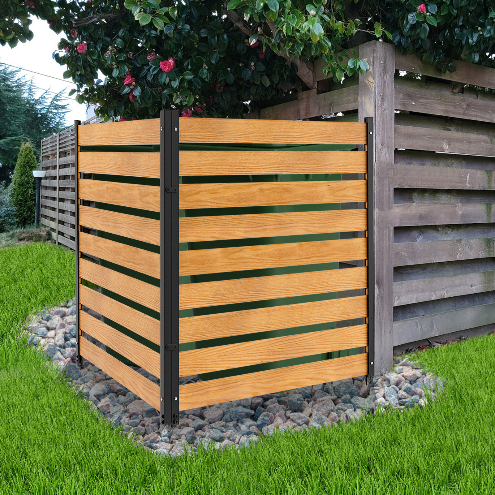 NAIZEA Air Conditioner Fence Screen Privacy Fence Air Conditioning Cover Wood