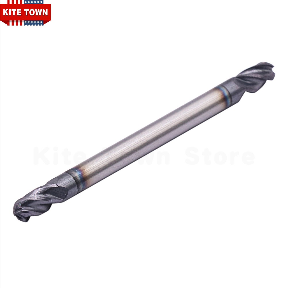 5pcs 4 Flute 3/16" Solid Carbide Ball Nose End Mill - Double End - AlTiN Coated
