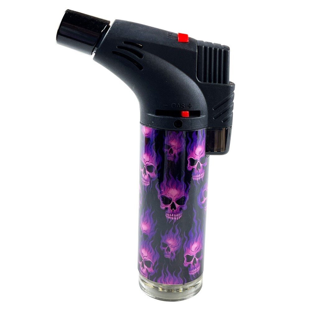 4 Pack Jumbo 4" Single Jet Flame Torch Gun Lighter Refillable Lockable Skeleton