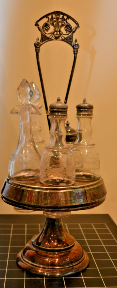 Silver Turning Salad Server - 5 pc & stand -