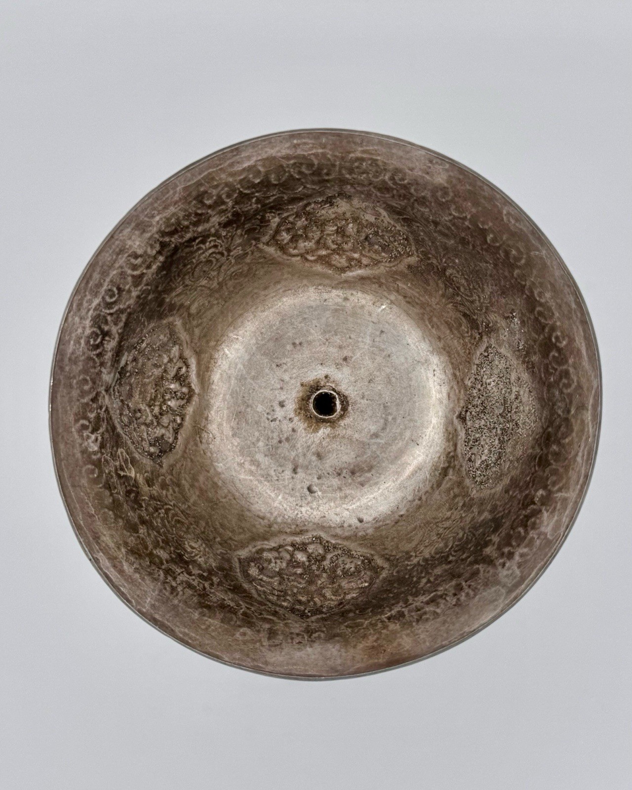 Vintage Tibetan Silver Yak Butter Lamp from Tibet