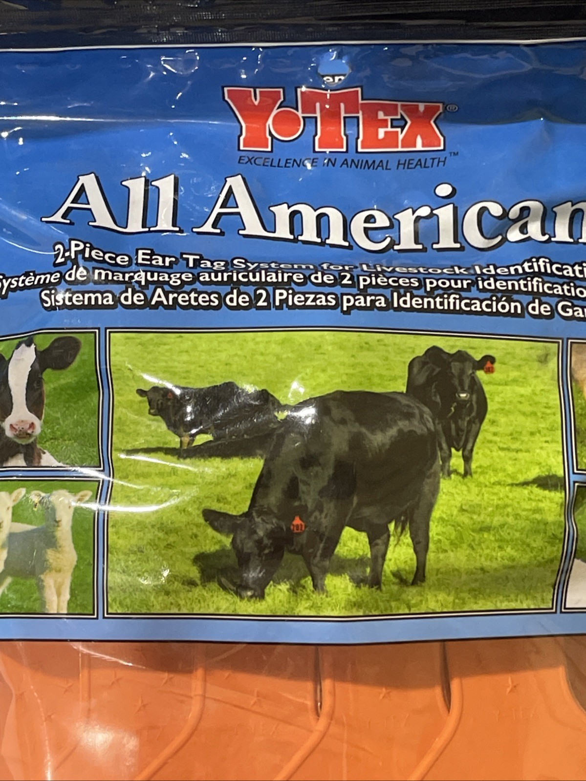 Y-Tex 4 Star Large Cattle Tags 25 Pack, 2 Piece Ear Tag System, Orange, 1-25