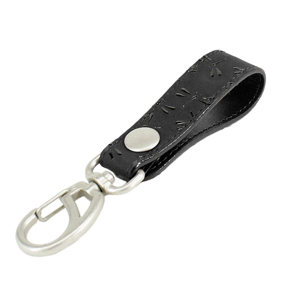 Key Holder Strap Deer Leather Black Dragonfly Pattern Japan