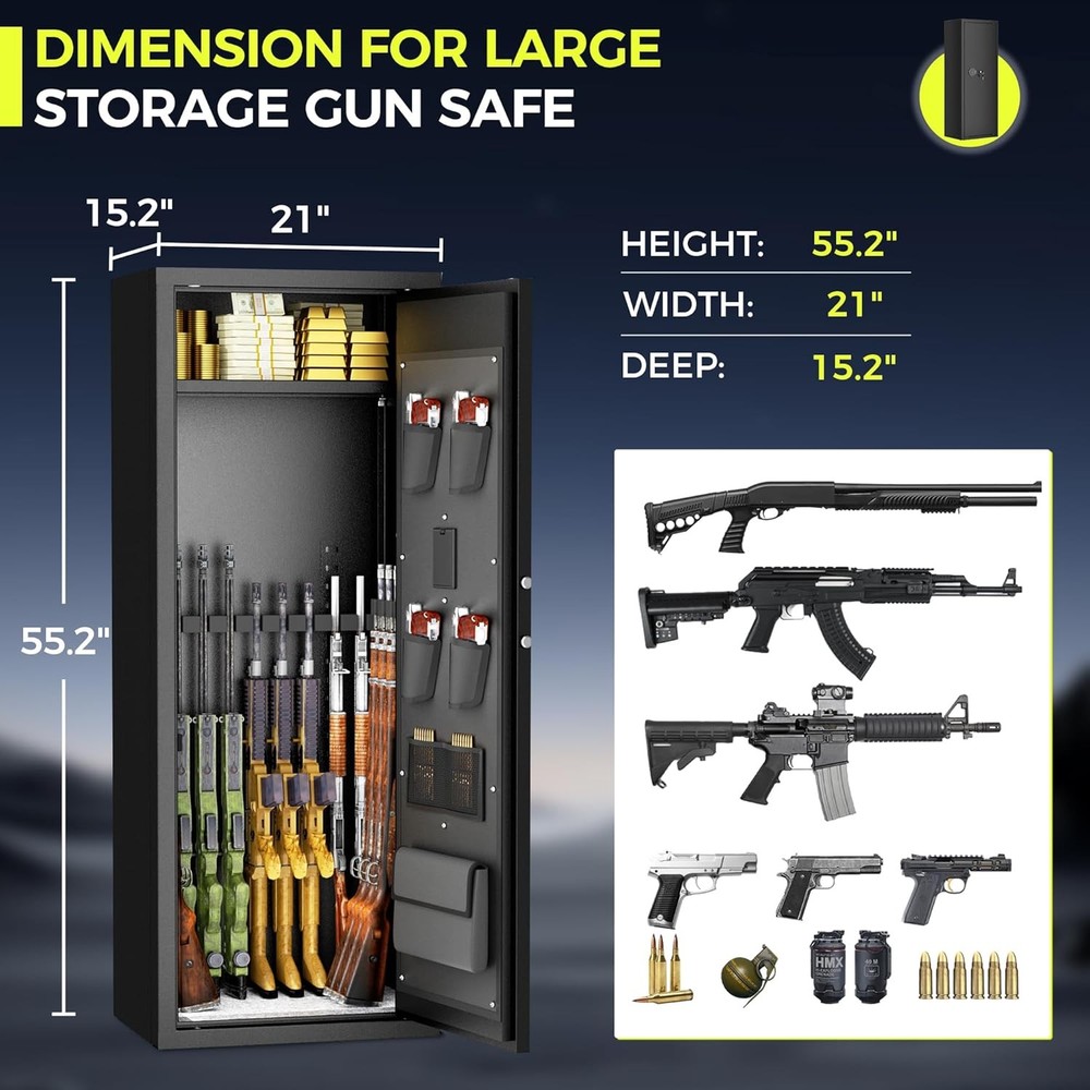 INTERGREAT 8-12 Gun Safe Rifle Safe for Home Quick Access