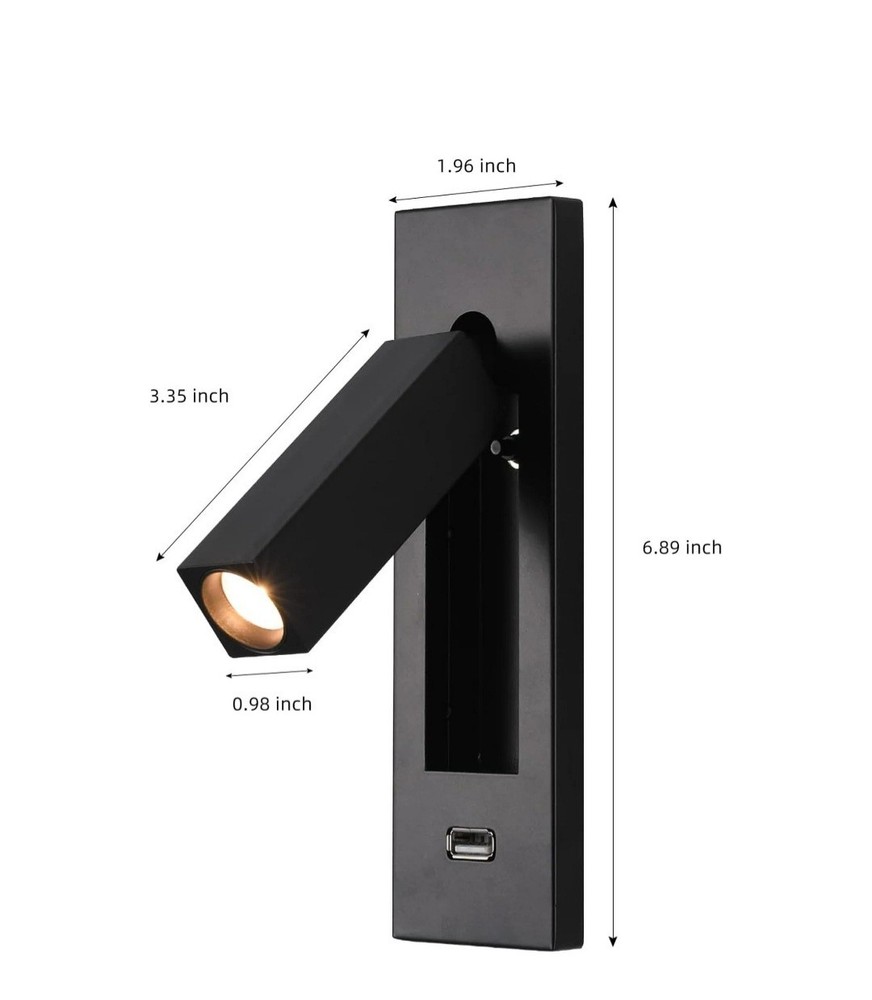 Wall Mounted Reading Light with USB, LED Bedside Reading Light with Switch,...
