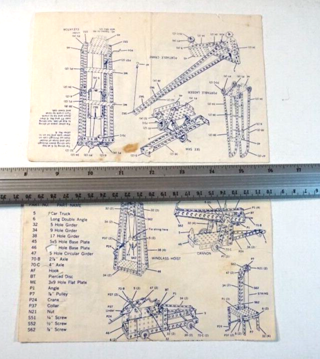 Gilbert Erector Sheets Model Building Projects