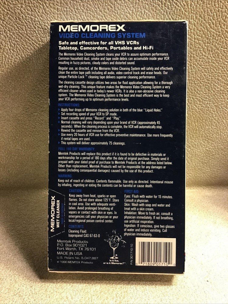 VCR Head Cleaner Tape With Fluid