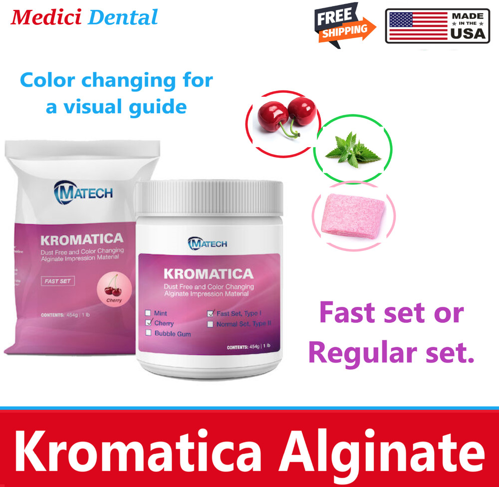 Kromatica Dust Free Alginate 1 Lb Regular Set BubbleGum Impression Alginate US