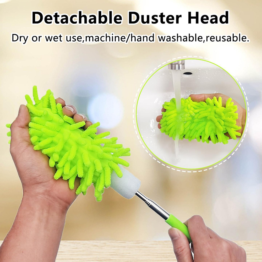 2 Pack Extendable Microfiber Feather Duster for Cleaning, Washable Dusters, up t