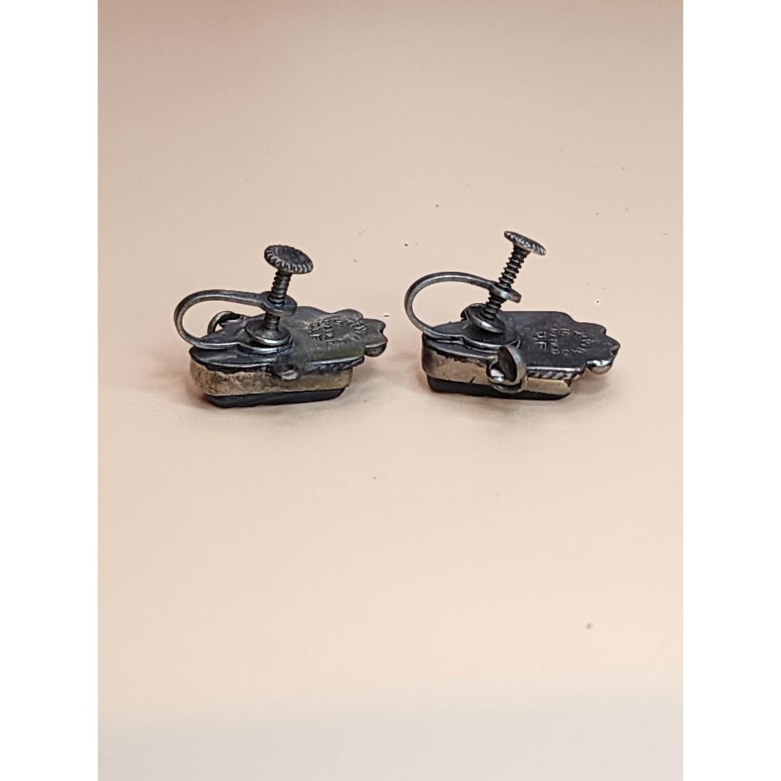 70 Yr Old TAXCO MEXICO Sterling Silver Abolone Bracelet & Earrings Set 61.66 Gr.