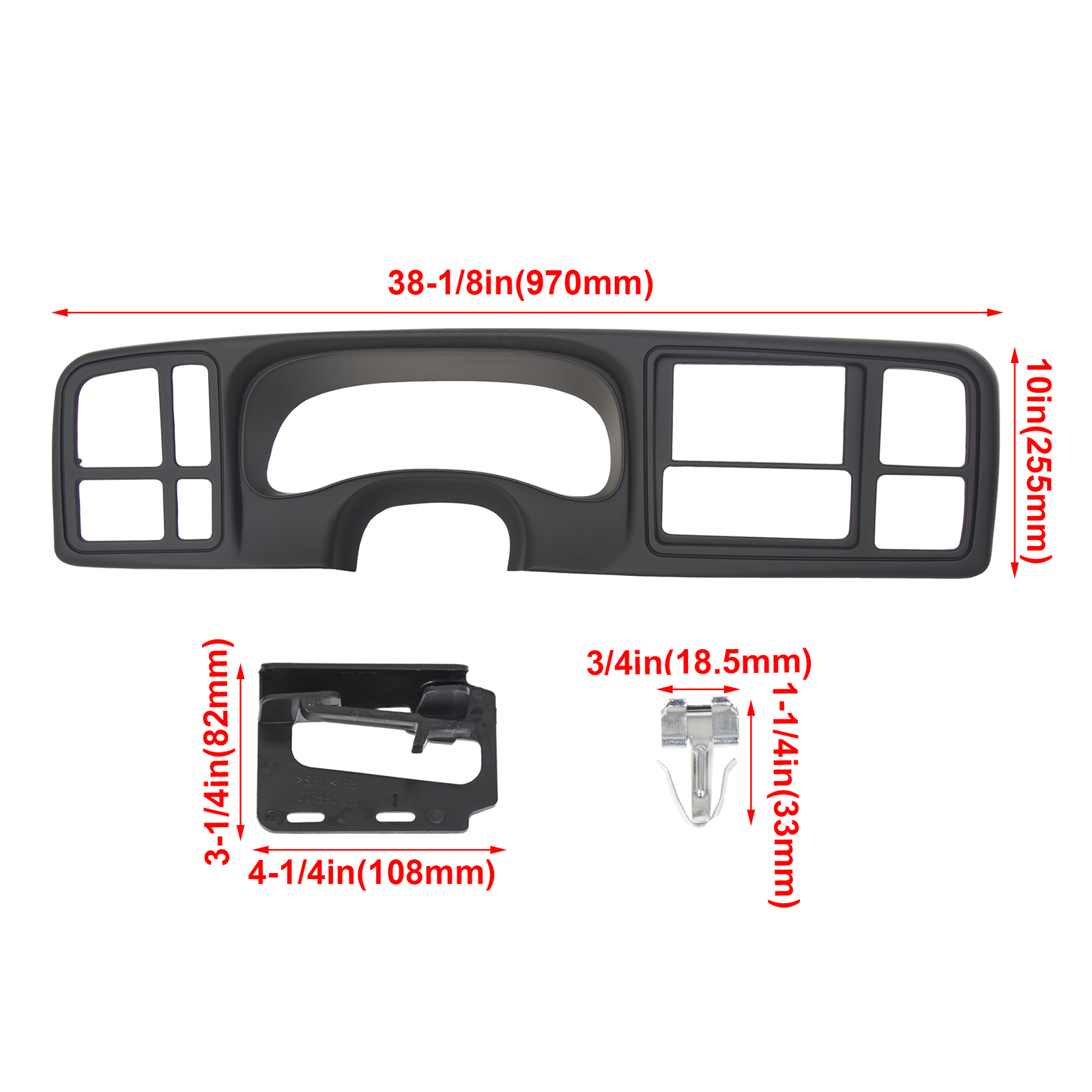 Double DIN Truck Dash Kit For Chevy Silverado GMC Sierra 1999-02 Matte Black ABS
