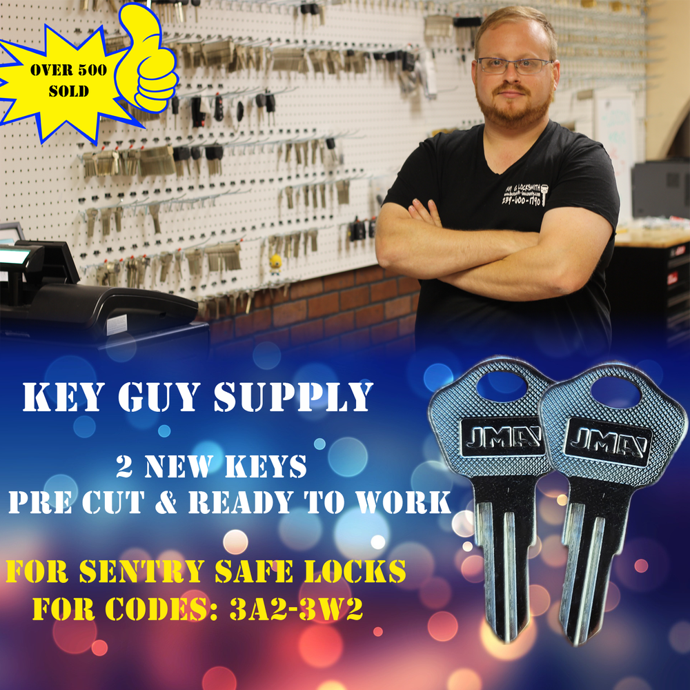 3A2-3Z2 2 New replacement keys for Sentry Safe model 1100, Key Cut To your Code.