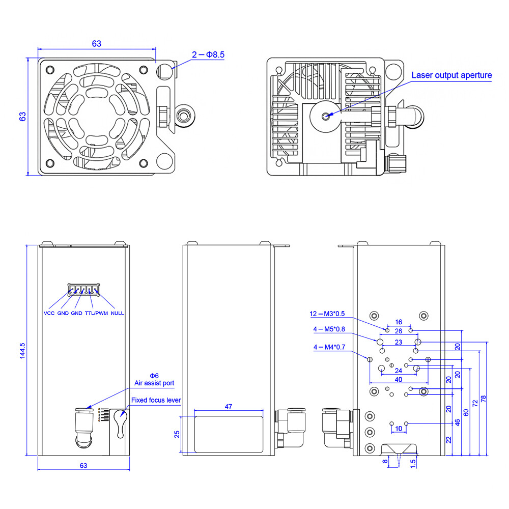 Laser Module 20W Optical Power Compatible with Laser Engraver Cutting Machine