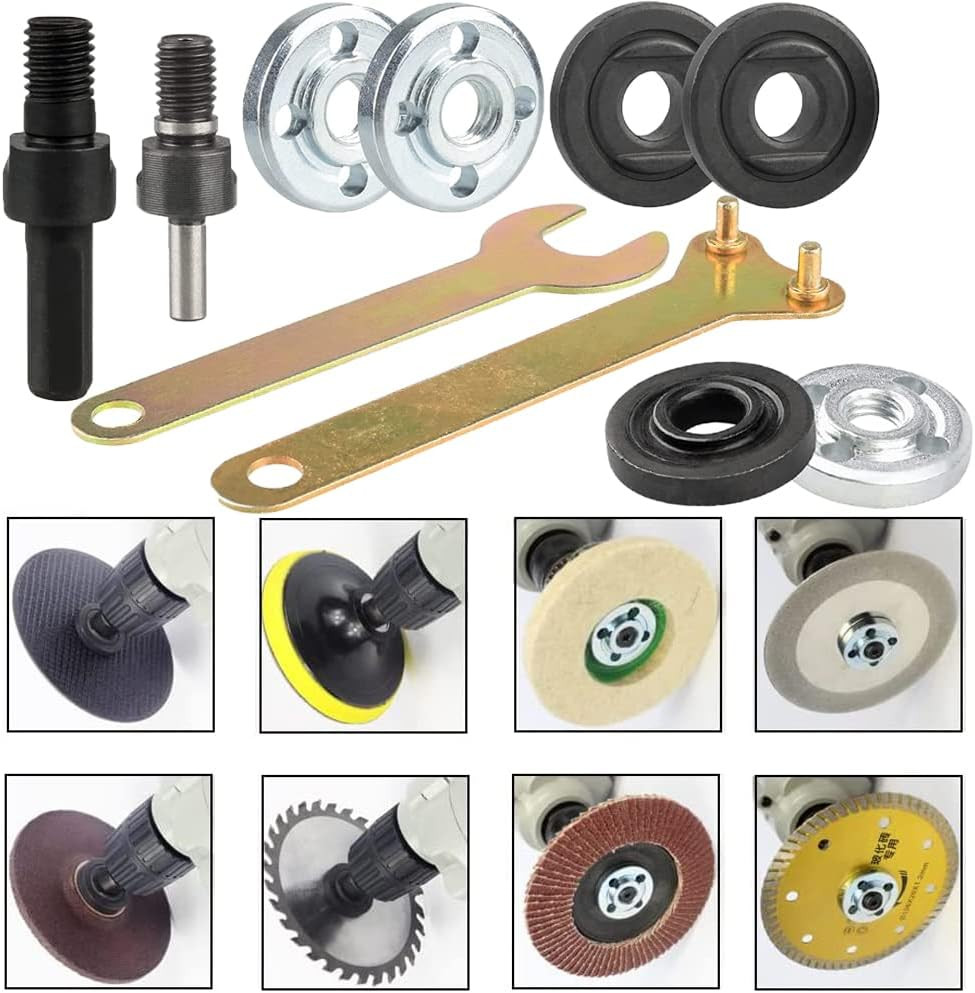 Drill Angle Grinder Adapter, 6Mm &10Mm Arbor Mandrel Adaptor with 2 Spanner Wren