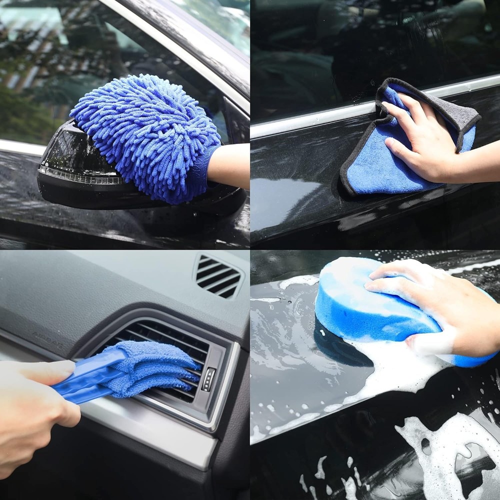 Auto Car Cleaning Kit 22Pcs Car-Cleaning-Tool-Set Drill not include
