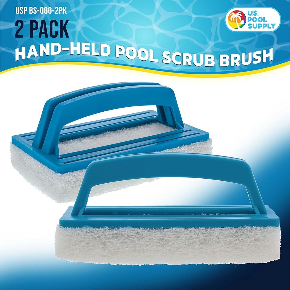 Hand-Held Pool Scrub Brush 2 Pack - Sponge & Vinyl Surface Cleaner - Blue, 3x...