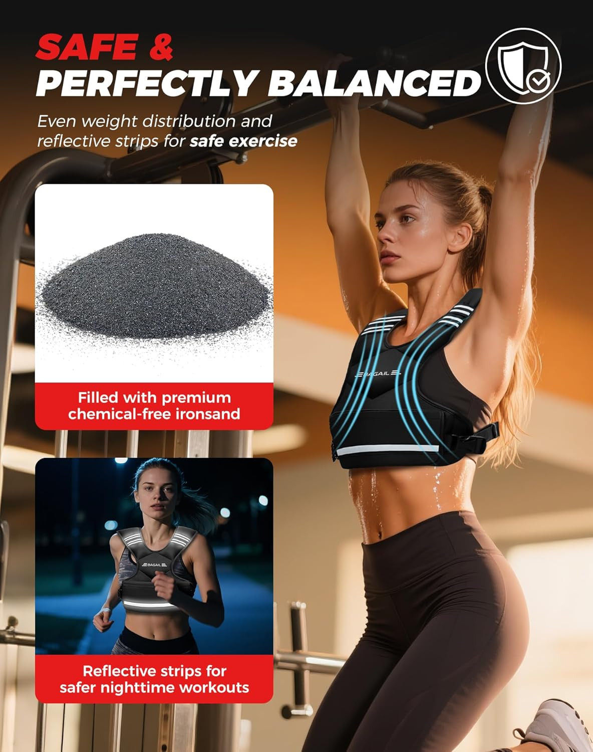 Adjustable Weighted Vest, 4-10Lb/12-18Lb/20-32Lb Rucking Vest for Women & Men wi