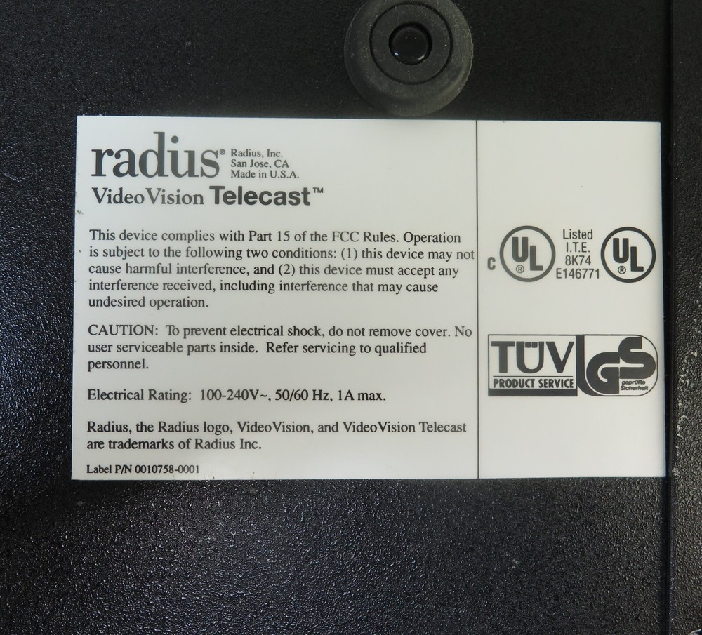 Radius Video Vision Studio & Telecast System For Powermac Macintosh Nubus System