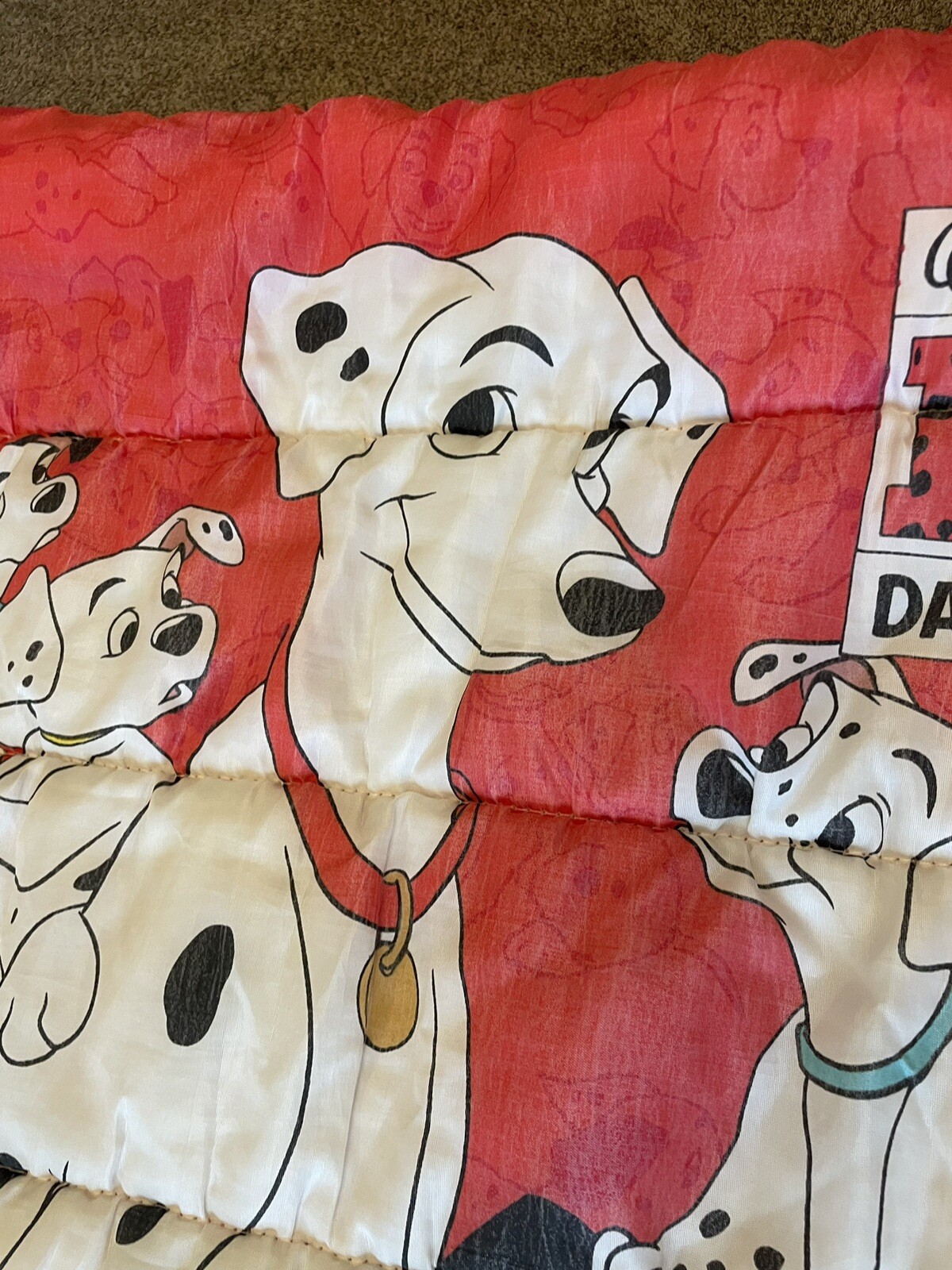 Vintage 90's Disney 101 Dalmatians Red Double Sided Youth Sleeping Bag Read