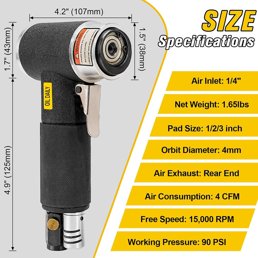 48Pcs 1/2/3 Inch Mini Pneumatic Polisher Air Orbital Sander Buffer Machine Tool