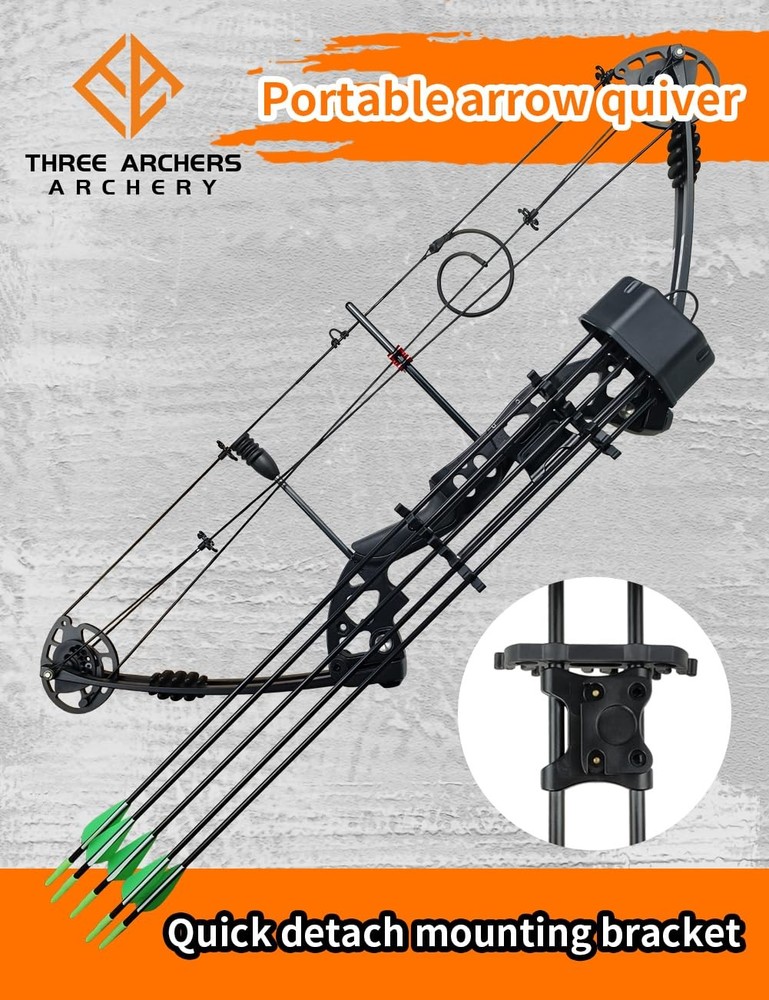 5 Spot Arrow Quiver for Compound Bow Quick Detach Mounted Bracket Potable Arr...