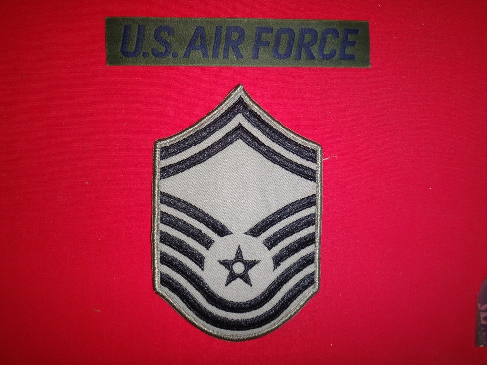 U.S AIR FORCE Subdued Pocket Tape + USAF SR MASTER SERGEANT Large Chevron
